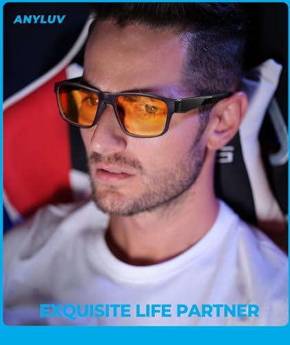 Image of ANYLUV Blue Light Blocking Glasses for Men Women Lightweight Computer Gaming Glasses Anti Eye Strain Rectangle Frame