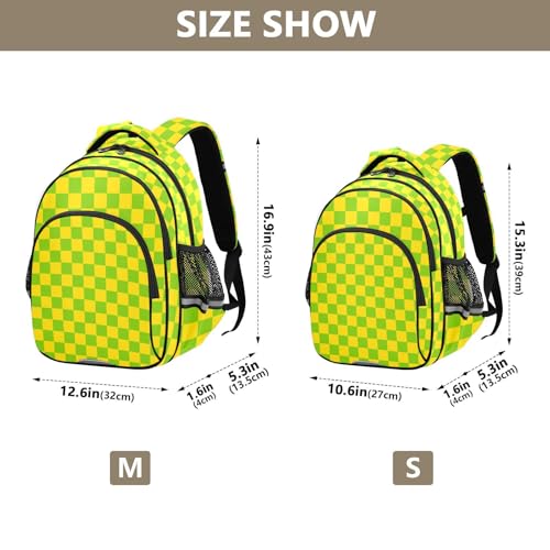 Yellow and Green Buffalo Checkered Toddler Backpack for Prechool Boys Girls 3-8 Years Mini Bookbag S4