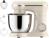 1500W 6L Stand Mixer with 6 Speeds & Tilt-Head Pulse, Electric Kitchen Mixer for Dough, Mixing, Whipping Egg Whites, Cream & Butter Ideal for Home Use White
