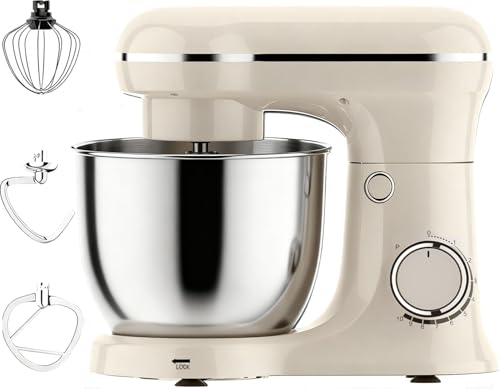 AIZYZYO Stand Mixer 1500w with 6 L Stainless Steel Bowl Electric Food Mixer Kitchen Mixer Can be used for kneading dough, beating eggs (white)