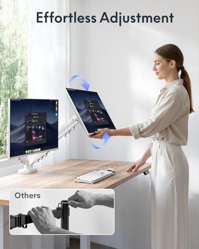 Image of Flexispot Dual Monitor Arm, 17-32 Inch Monitor Mount up to 19.84 lbs, Fast Install VESA Mount for Home Office Gaming, Full Adjustable Gas Spring with C-Clamp and Grommet Base, White