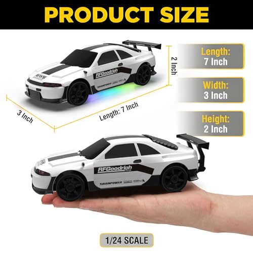 Image of Remote Control Car RC Drift Car 2.4GHz 1:24 4WD 15KM /H High Speed Racing Sport Car with LED Lights Drifting Tire Racing Sport Toy for Adults Boys Girls Kids Gift