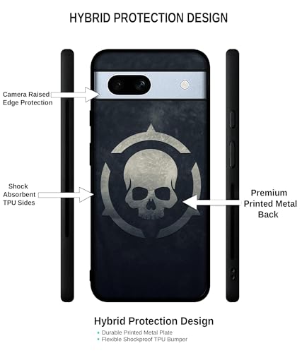 Image of Skull Pattern Print Design Premium 2D Printed Metal Back Case Cover for Google Pixel 7A 5G, Multicolor