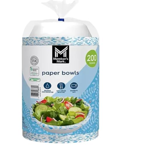 Paper Bowls, 12 oz, 200 Count, for Snacks and Dips (200 Pack)
