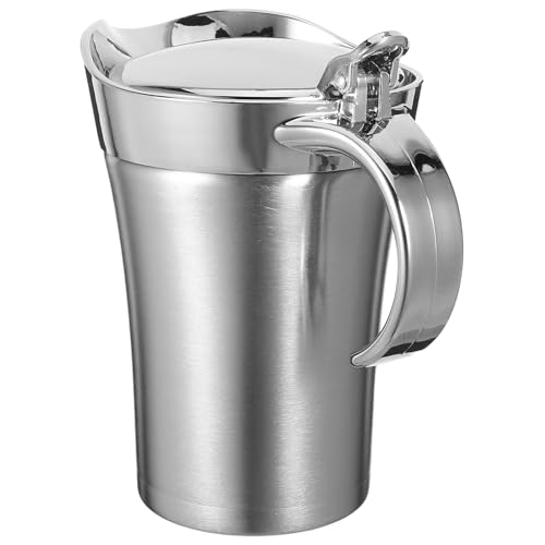 MOKKHNB Stainless Steel Double Insulated Gravy Boat Sauce Jug 750ml Thermal Sauce Pot for Steak and Condiments with Lid for Home and Restaurant Use
