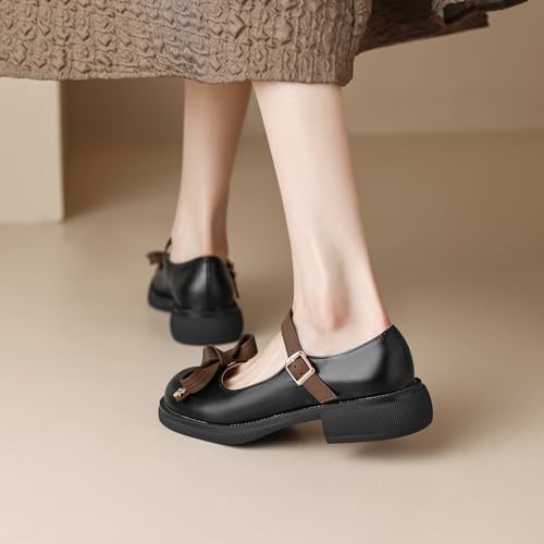 Cozivwaiy Women Mary Jane Flats Bow Kawaii Costume Shoes Round Toe Pumps Low Heel School Dress Shoes for Girls Bowknot Flats3