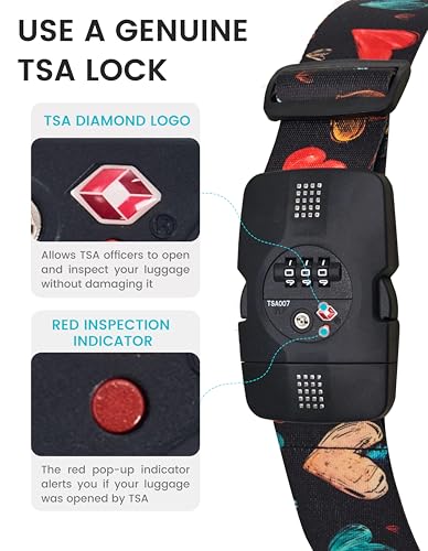 Image of Travelkin Luggage Straps TSA Approved, Suitcase Straps with TSA Lock | Adjustable, Cross luggage belt strap, combination lock, Travel,Reinforced Buckle,multiple colors, locking suitcase belt