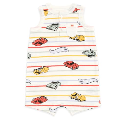 Hot Wheels Newborn Baby Boys 2 Pack Rompers Beige 6-9 Months - image 5
