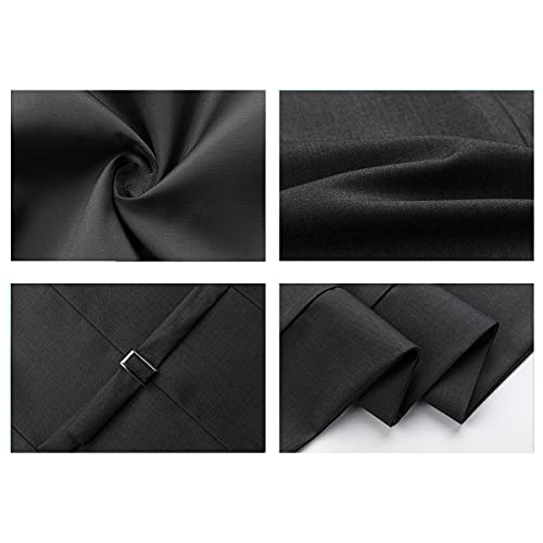Mens 3 Piece Formal Suits Slim Fit Casual Tuxedo Suit Blazer Two Button Wedding Prom Jackets Vest&Trousers Deep Grey #TOP4