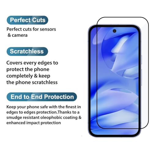 Image of HD Tempered Glass Screen Protector Compatible for Google Pixel 9A 5G with Edge to Edge coverage and Easy Installation kit