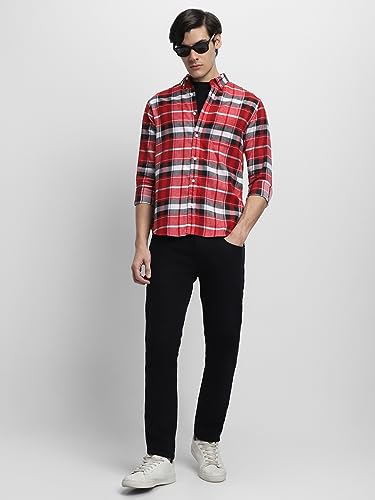 Image of Dennis Lingo Men's Cotton Checke Regular Fit Shirt