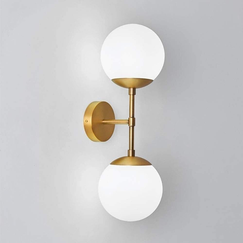 SXSCARKX Nordic Modern Minimalist Ball Wall Lamp, 2- Light Magic Bean Globe Molecular Brass Lights, E27 Sconce Fixture, Bedroom Living Room Aisle Corridor Bathroom Mirror Headlights Lightin