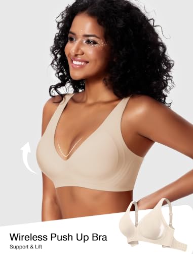 Image of Deep V Jelly Bras for Women Wireless Push Up Bralette Seamless Supportive