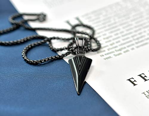 Image of Necklace for Men Stainless Steel Necklace for Women Triangle Necklace Arrowhead Pendant Necklace Charm Pendant with Chain Link Classic Fashion Jewelry for Boys Teens and Girls Unisex
