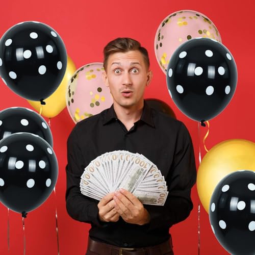 Image of TONIFUL 100pcs Black and White Polka Dots Balloons 12inch large Polka Dot Latex Party Balloons for Wedding Birthday Party Festival Decoration Halloween Supplies