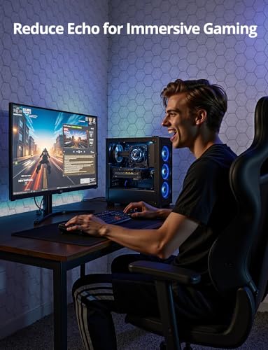 Image of Acoustic Wall Panels Sound Absorbing, Honeycomb Self Adhesive Wall Tiles Panel, 12 Pack Decorative Hexagon Design for Studio, Home Office, Gaming Room, Acoustic Treatment, 12 inchx12 inchx0.4 inch, Gray