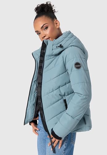 MARIKOO Damen Winterjacke warme Steppjacke mit abnehmbarer Kapuze Samuiaa XVI Powder Blue Gr. L