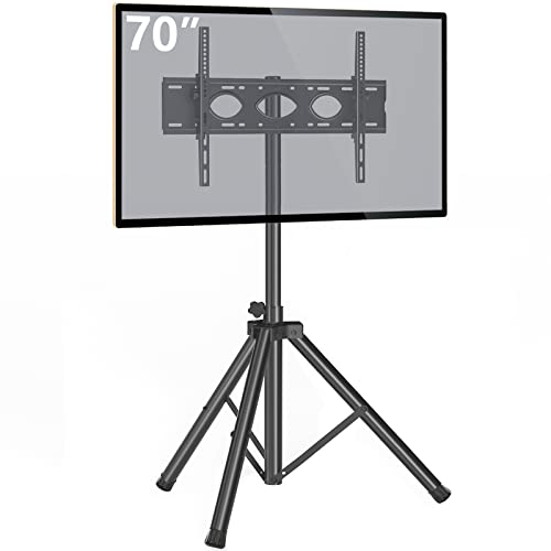 Portable Tv Tripod Stand Tilt Mount For 32-80 Inch Led Lcd Oled Flat Screen Tvs/Monitors, Height Adjustable Foldable Mount Stand, Black Floor Display Stand With Max Vesa 600X400Mm #TOP7