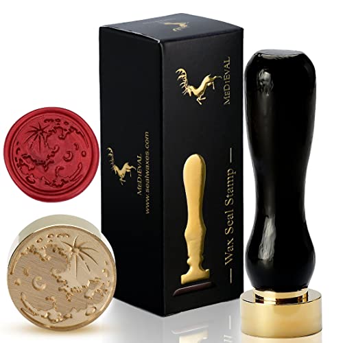 TELOSMA Sealing Wax Stamps - Moon & Sun Design, Making Wax Seals for Wedding Invitation Envelope Thanks Card Gift Wrapping Decor