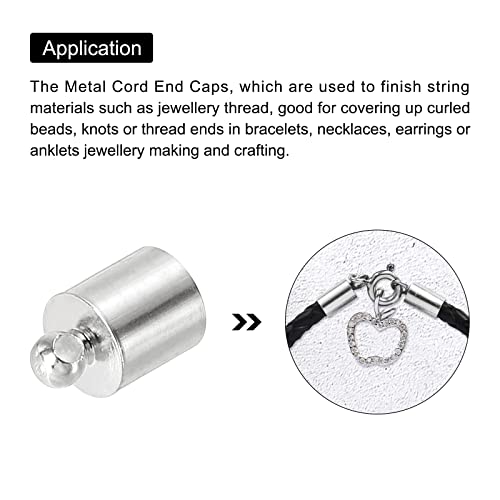 PATIKIL 50Pcs Cord End Caps, 6.6mm End Cap Barrel Beads Kumihimo End Caps Brass for Leather Cord Tassels - Image 4