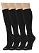 4 Pairs Dr. Motion Graduated Compression Knee-hi Women's Socks (Black)