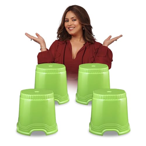 Image of MAHARAJA Neo Plastic Sitting Stool for Indoor Or Outdoor | Kitchen & Living Room (Green, Pack of 4 (14 inch))