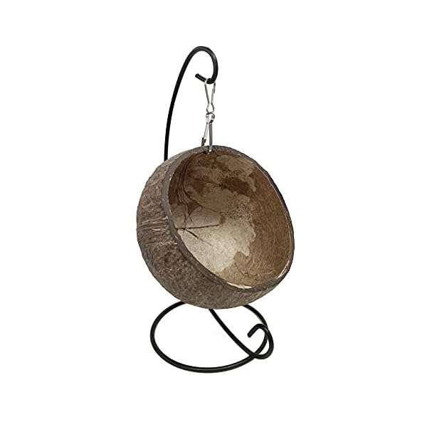 Ranslen natural coconut hamster hideout hammock with molar toy suspension coconut husk hamster bed house with warm pad small animal guinea pigs habitat decor accessories hanging loop (brown) - image 9