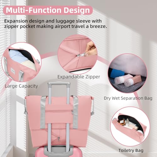 Image of LARVENDER Luggage Sets 6 Piece Hardshell Expandable Suitcases with Spinner Wheels TSA Lock, Lightweight ABS Travel Carry On Luggage Set for Women, Pink Grey