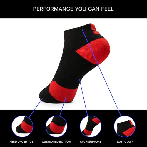 VNG Athletic Ankle Socks, 8 Pairs, Cusioned, Breathable, Non-Slip Comfort, Multi-Colored, Size 9-122