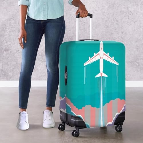 Space Plane Thicker Luggage Cover Suitcase Protector Luggage Washable Scratch Resistant Resilient Suitcase Covers with Zipper Luggage Protector Covers S M L XL4