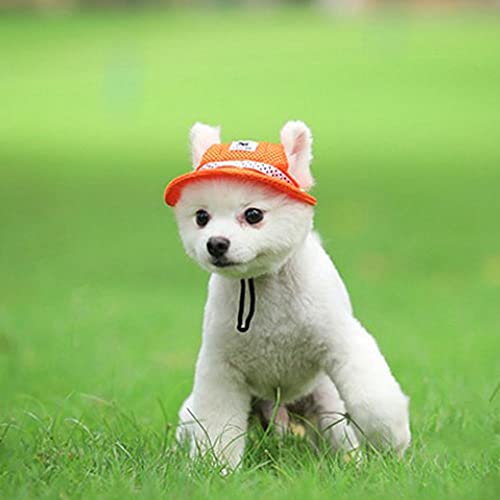 Rebaba Pet Dog Mesh Porous Sun Cap With Ear Holes, Round Brim Dog Cap Visor Hat For Small Dog Teddy, Pug, Chihuahua, Yorkshire Terriers(Striped S) #TOP6