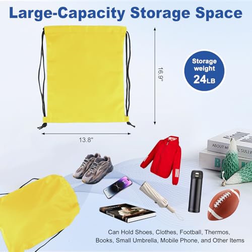 Image of 5-Pack Waterproof Drawstring Backpacks, Soccer-Texture Oxford Fabric, 16.9 inch x 13.8 inch, Lightweight 0.20 lb Each, No Eyelets, Gym & Marathon Gear Sacks(Yellow)