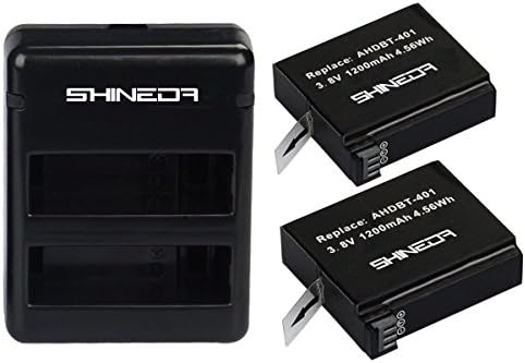 SHINEDA 2x Batteries & 1x Charger for GoPro Hero 4