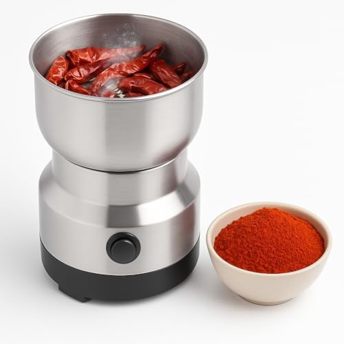 Image of Nima Electric Grinder Stainless Steel Mini Mixer for Coffee, Spices, Masala, Nuts & Seeds Multifunctional Household Chopper with Powerful Motor Compact Dry Grinder Machine