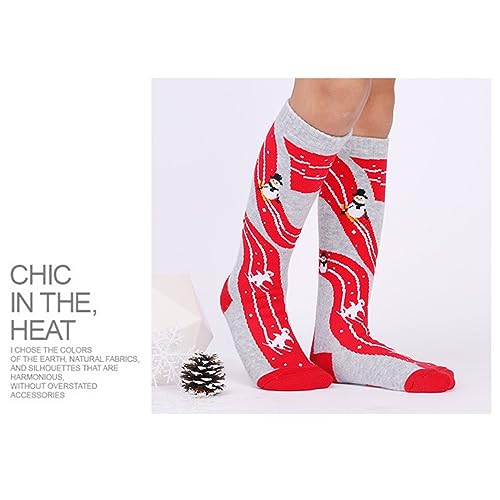 Hotfiary 2Pairs Kids Ski Socks Toddler Boys Girls Winter Warm Thick Sock Knee High Thermal Boot Socks for Hiking Snowboarding4