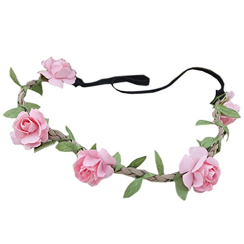 HBF8-PiecesLot-Bandeau-Elastique-de-Faux-Fleurs-Serre-tete-Florale-de-Plage-Accessoire-Cheveux-Femme-Vacances-