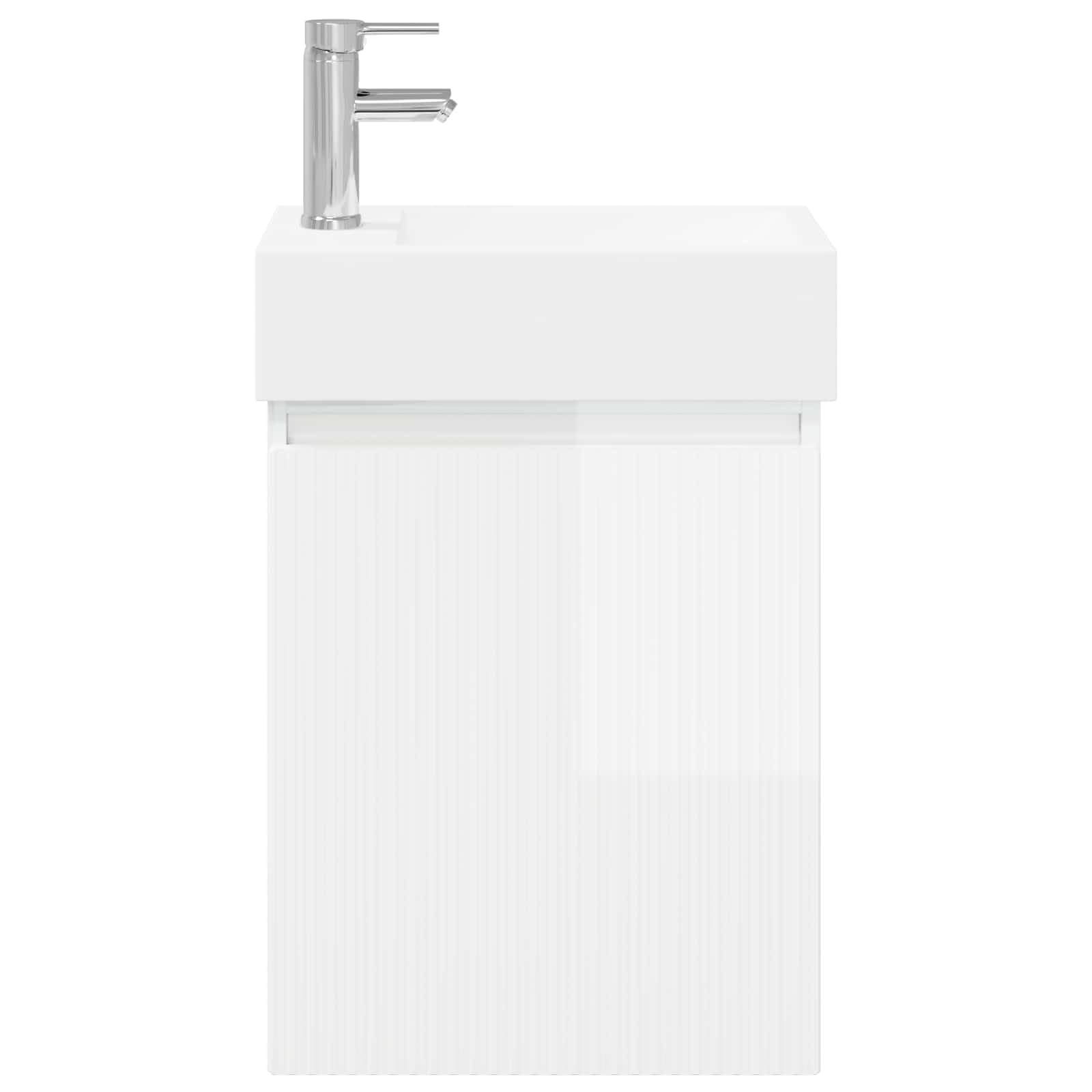 Mueble lavabo de pared con grifo, color blanco brillante