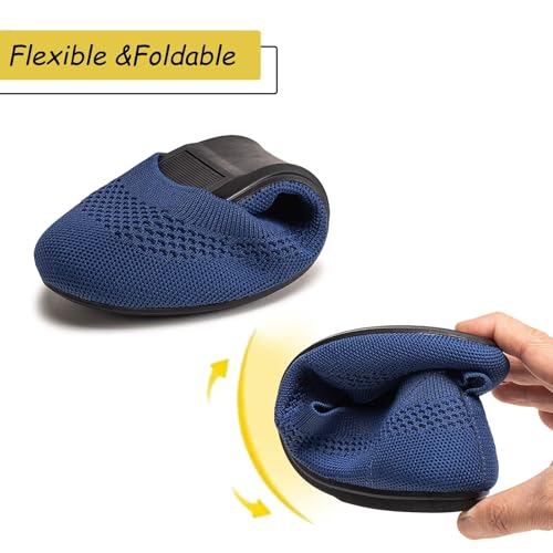 Image of Frank Mully Women's Ballet Flats Round Toe Walking Flats Slip On Work Shoes Knitted Flats Shoes for Woman Soft Lightweight