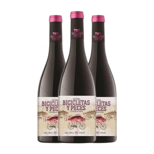 Family Owned Bicicletas y Peces Syrah Vi de la Terra de Mallorca Joven 75 cl Vino tinto (Caja de 3 Botellas de 75 cl)
