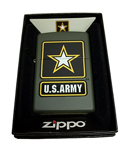 Zippo Custom Lighter - Green U.S. Army Black Star Primary Logo - Regular Green Matte