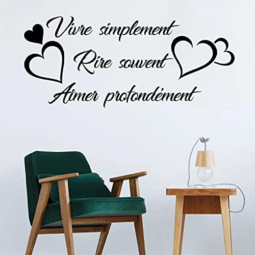 Citation française Stickers Autocollant Citation Vivre Simplement Vinyle Mur Art Decal Salon Décor À La Maison Affiche Maison Décoration 57x25 cm
