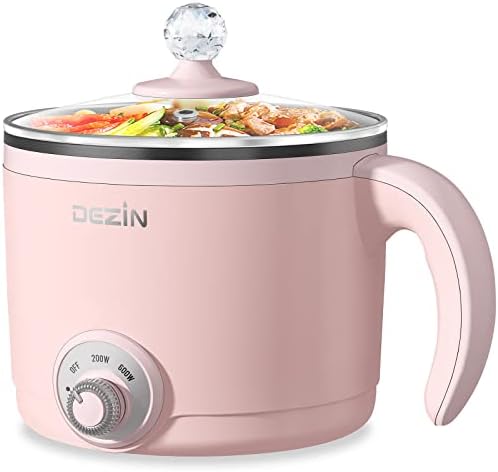 Dezin Hot Pot Electric, 1.5L Rapid Noodles Cooker, Non-Stick Electric Pot Perfect for Ramen, Egg, Pasta, Dumplings, Soup, Porridge, Oatmeal, Portable Cooking Pot with Power Adjustment