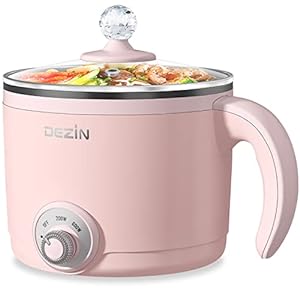 Dezin Hot Pot Electric, 1.5L Rapid Noodles Cooker, Non-Stick Electric Pot Perfect for Ramen, Egg, Pasta, Dumplings, Soup, Porridge, Oatmeal, Portable Cooking Pot with Power Adjustment