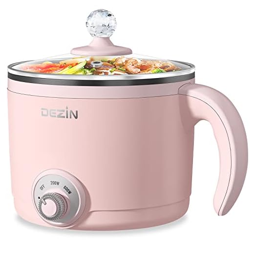 Dezin Electric Hot Pot, 1.5L Rapid Noodles Cooker, Non-Stick Mini Pot Perfect for Ramen, Egg, Pasta, Dumplings, Soup, Porridge, Oatmeal with Power Adjustment