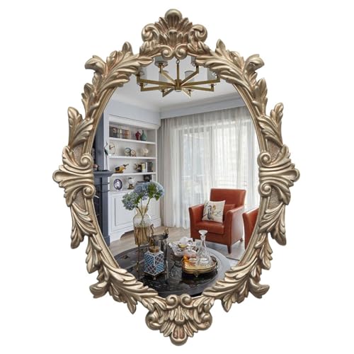 FGXHHS Espejo de Pared Ovalado Dorado 42x58
