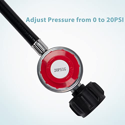 Shinestar 0-20 Psi Adjustable Propane Regulator And Hose With Orifice Kit, 5-Foot Gas Burner Hose Replacement For Turkey Fryer, Fish Cooker, Fire Pit, Forge And More #TOP1