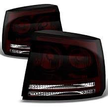 AKKON - For Dodge Charger Dark Red Tail Lights Brake Lamps Driver Left + Passenger Right Side Replacement