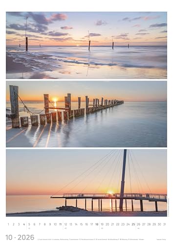Alpha Edition Calendrier mural avec 3 photos maritimes par mois, format A3, 29,7 x 42 cm, avec 3 photos maritimes par mois, triplets, calendrier mural avec jours fériés DE/AT/CH – vue 6