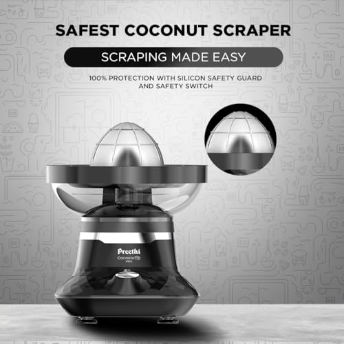 Preethi Cocosta Pro KP002 Coconut Scraper&Citrus Juicer,100% Safe Dual Protection Scraper With Safety Switch&Silicon Cap,Spillage Free Collection Bowl,100 Watts,2Yr Guarantee,Lifelong Free Service 5 41iX84OtBQL