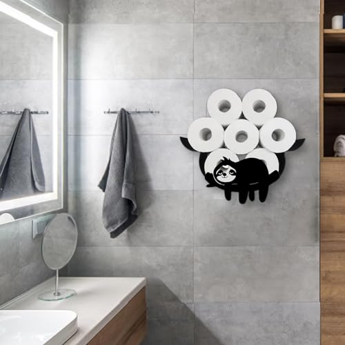 Support papier toilette paresseux original : étagère de rangement design noir - 6